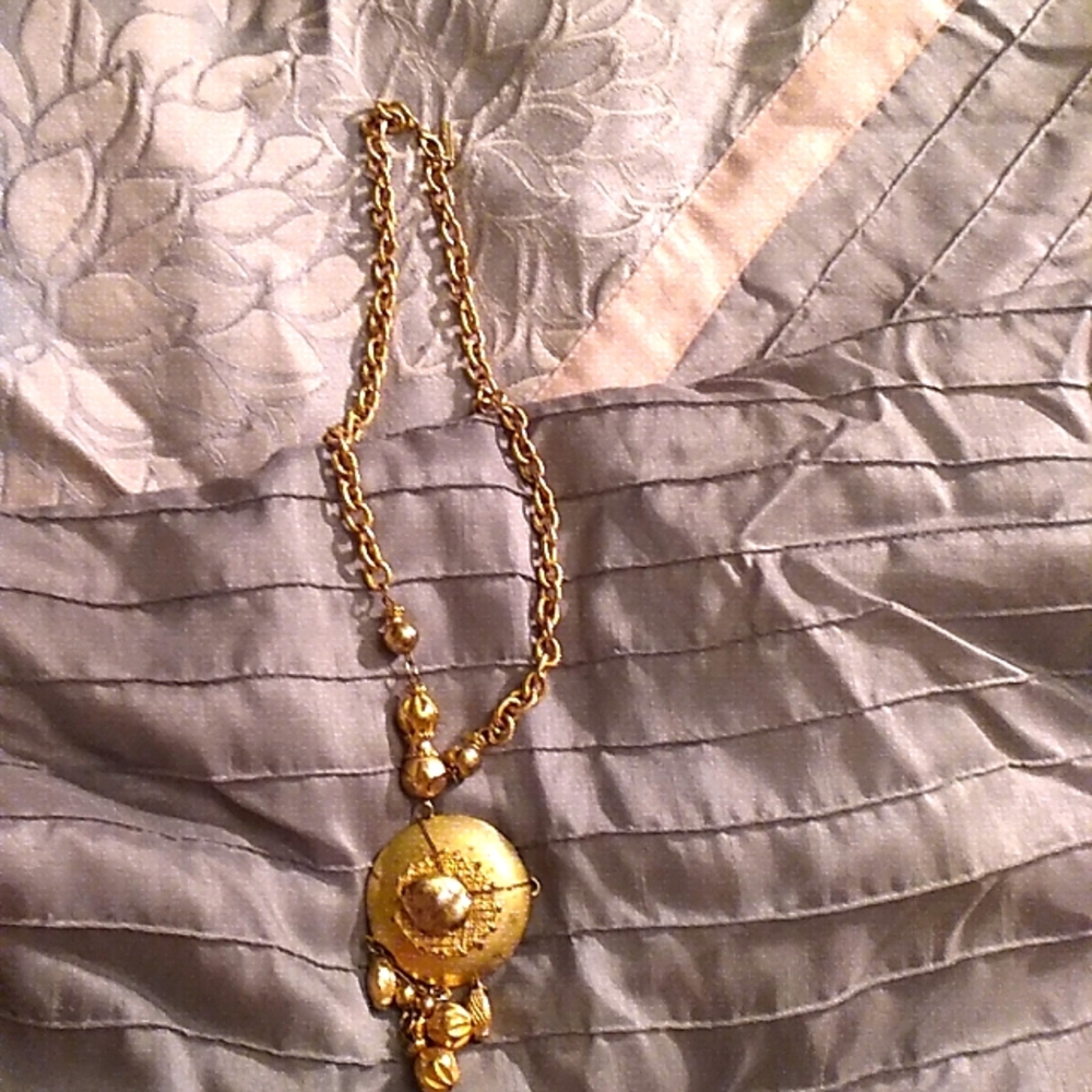 Gold tone vintage Mediterranean Necklace